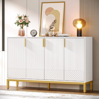 Sideboard Buffet, 59" Luxury Buffet Storage Cabinet with 4 Doors