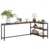 L-Shaped Console Table, Reversible Sofa Table with 3-Tier Shelves