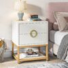 Nightstand, Sofa Side Table with 2 Drawers and Storage Shelf - Image 3