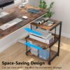Printer Stand, Rolling Printer Table with 3 Storage Shelves - Image 4