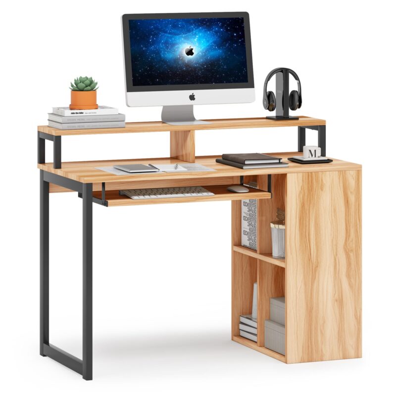 Computer Desk, Writing Desk with Push-Pull Keyboard Tray - Image 6