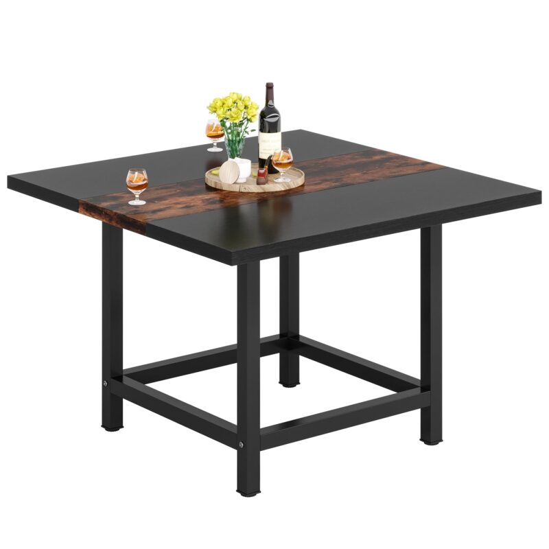 Dining Table, Rustic Square 39"x 39"x 29" Kitchen Table for 4