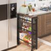 Kitchen Cart, 4 Tier Slim Storage Rolling Cart Spice Rack with Handle - Image 3