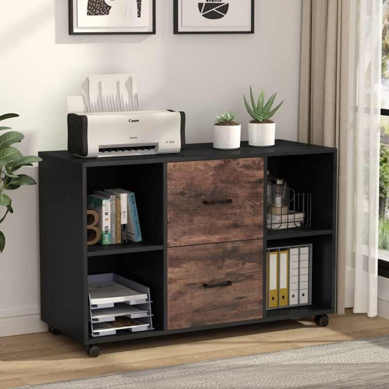 File Cabinet, 2 Drawer Large Mobile Filing Cabinet Letter Size - Image 2