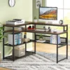 L-Shaped Computer Desk with Open Shelves & Monitor Stand - Image 4