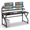 Computer Desk, 55" Office Desk Gaming Table with Monitor Stand