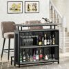 Bar Unit, 3 Tier Liquor Home Bar Table with Stemware Racks - Image 10