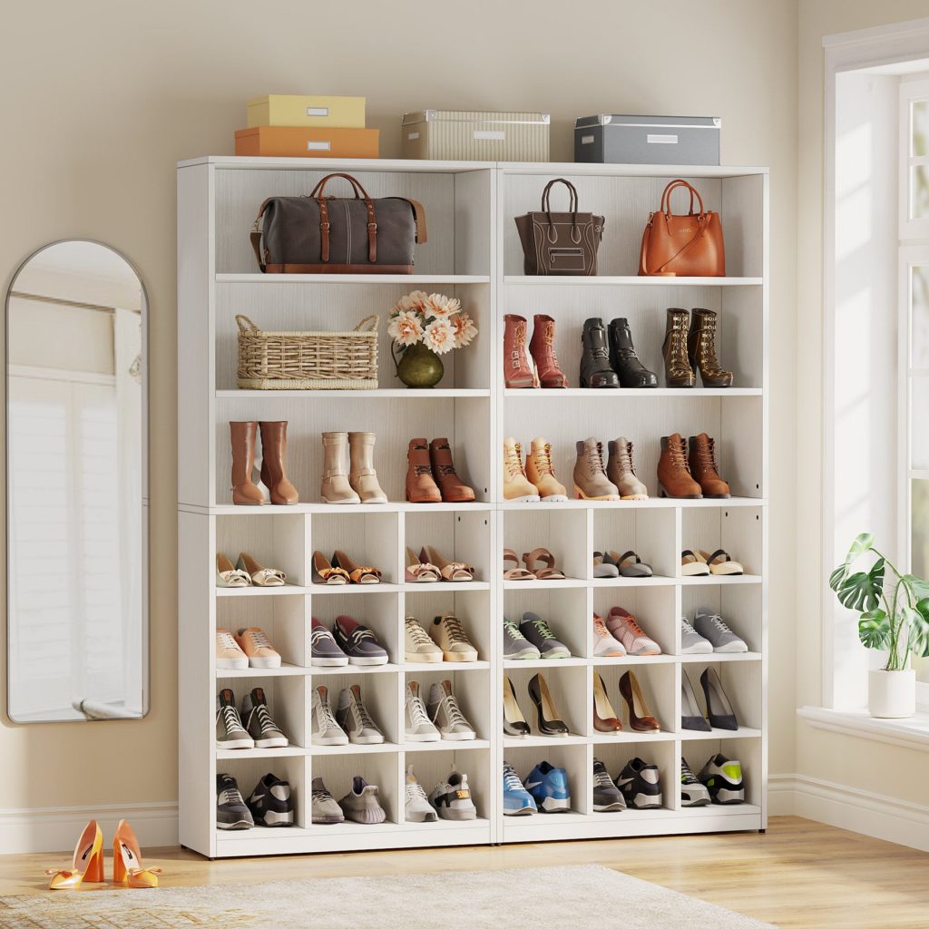 Side Way Shoe Rack Shoe Cabinet, Freestanding Shoe Rack with Side Hooks – MecaWorks – EGYPT