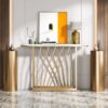 Console Table, 43" Modern Sofa Couch Table with Faux Marble - Image 4