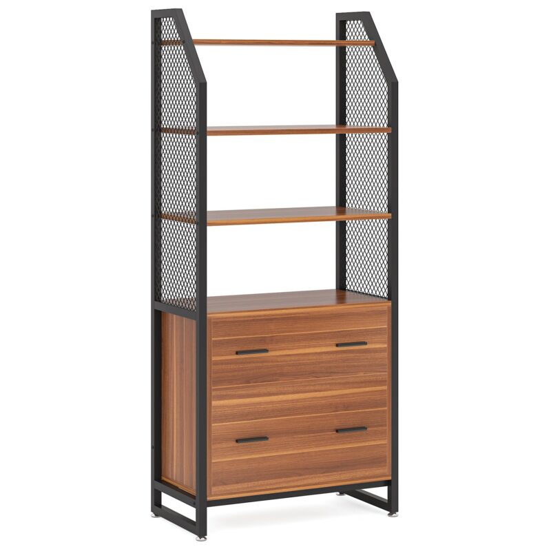File Cabinet, 2 Drawer Vertical Filing Cabinet with Bookshelf - Image 9