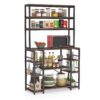 Kitchen Baker's Rack, 6-Tier Utility Kitchen Storage Shelf with Hutch