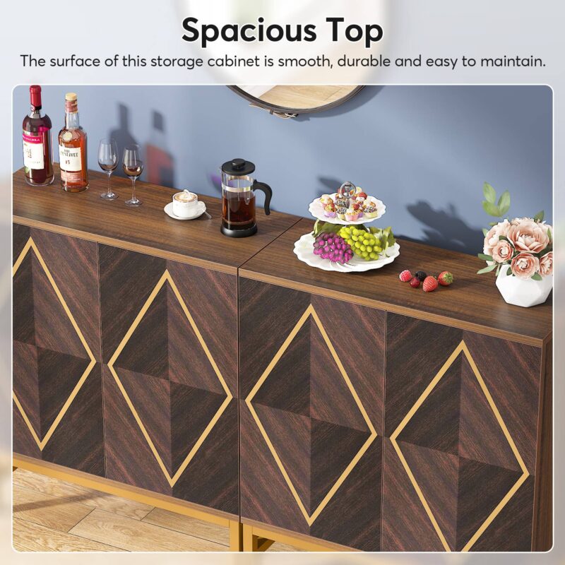 Sideboard Buffet Set of 2, Accent Console Cabinet with Adjustable Shelf - Image 5