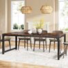 Dining Table, Industrial Kitchen Table with Metal Frame - Image 8