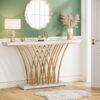 Console Table, 59 " Faux Marble Entryway Table with Geometric Metal Base - Image 3