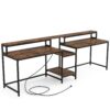 Two Person Desk, 93" Double Computer Desk With USB Ports & Power Outlet - Image 2