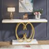 Console Table, 55" Faux Marble Sofa Accent Table for Hallway - Image 3