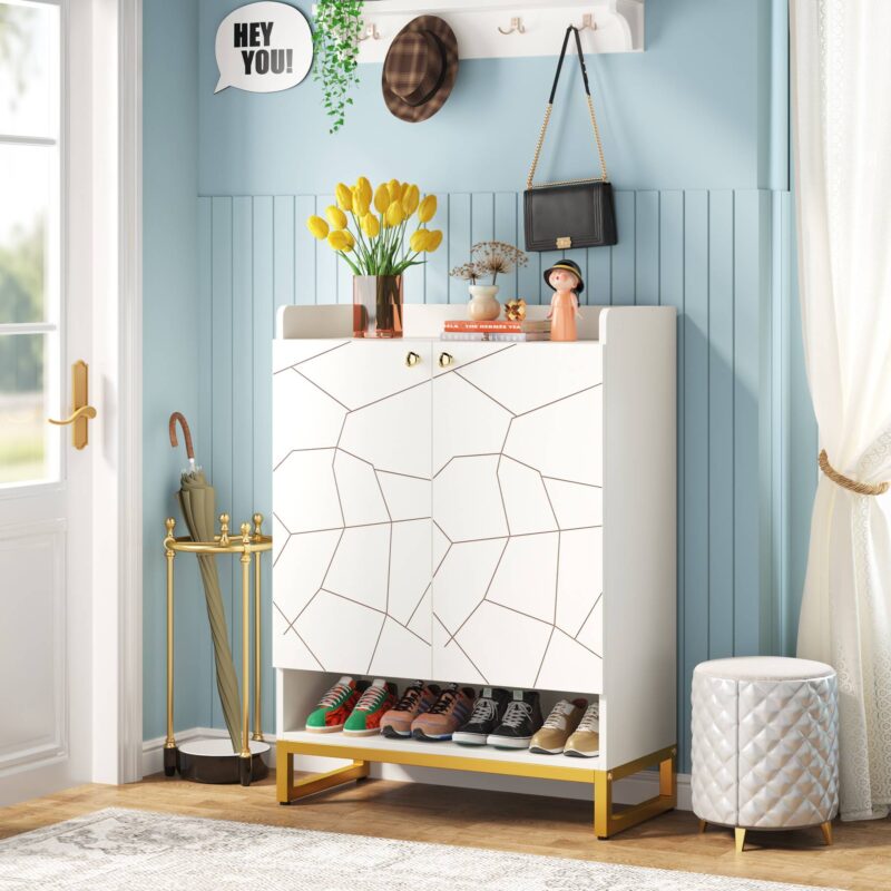 Shoe Cabinet, 6-Tiers Shoe Storage Organizer with Doors