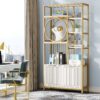 Bookshelf, 74.8" Modern  Etagere Bookcase with Storage Cabinet - Image 4