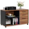 File Cabinet, 3-Drawer Filing Cabinet with Lock Wheels for A4/Letter Size