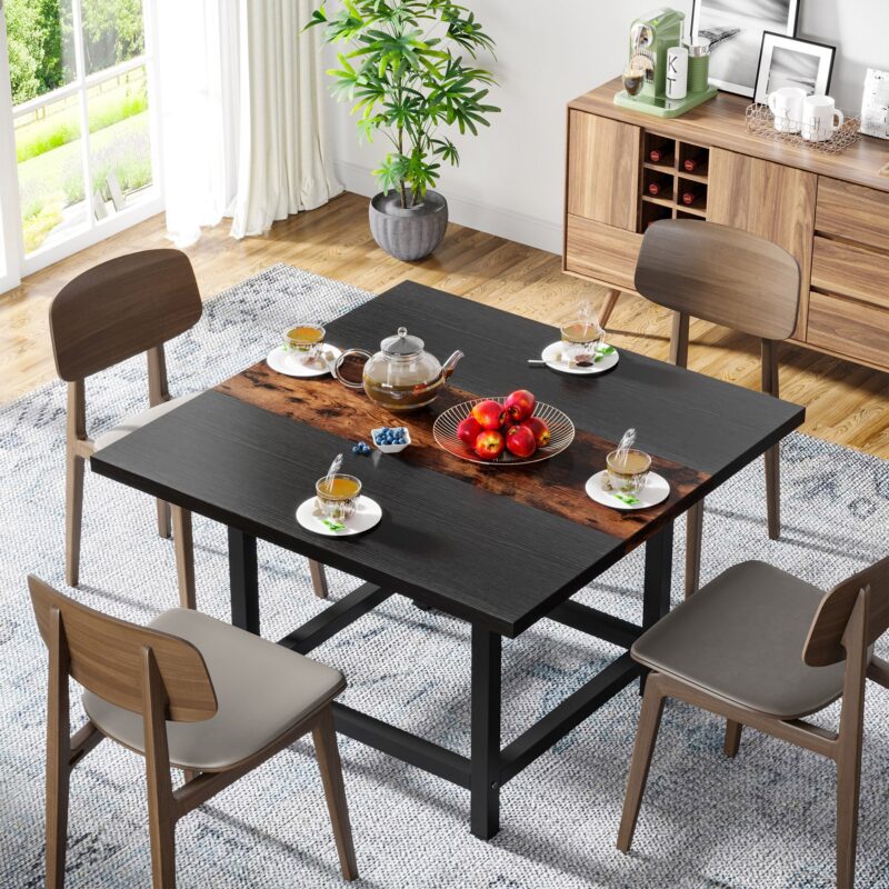 Dining Table, Rustic Square 39"x 39"x 29" Kitchen Table for 4 - Image 5