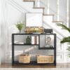 Console Table, Small Black Entryway Table with Storage Shelves - Image 4