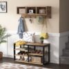 Coat Rack Shoe Bench Set, Hall Tree with Wall Mounted Shelf - Image 9