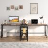 Two Person Desk, 94.5" Double Computer Desk with Shelves - Image 4
