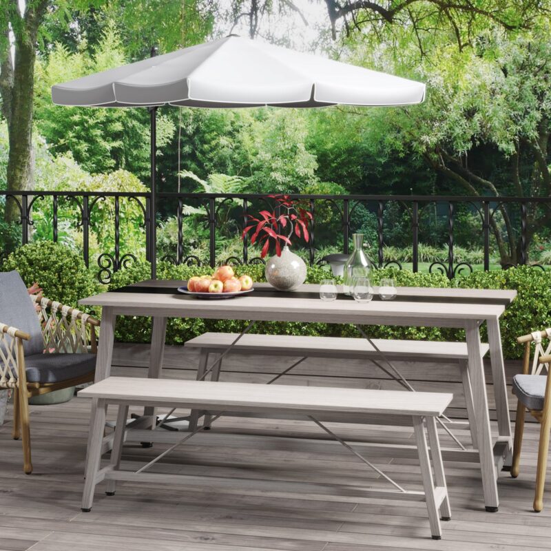 Dining Table Set, 55" Kitchen Table Set with 2 Benches - Image 3