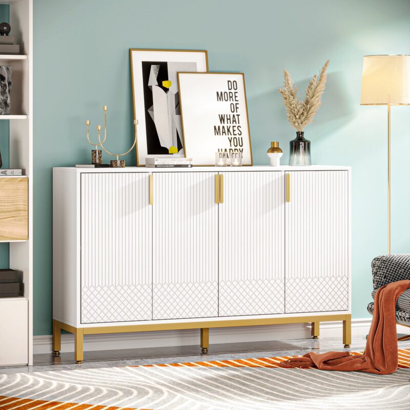 Sideboard Buffet, 59" Luxury Buffet Storage Cabinet with 4 Doors - Image 3