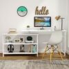 Rotating Desk, Modern L-Shaped Desk with Storage Shelves - Image 3