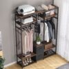 Freestanding Closet Organizer, Metal Garment Rack with Shelves - Image 4