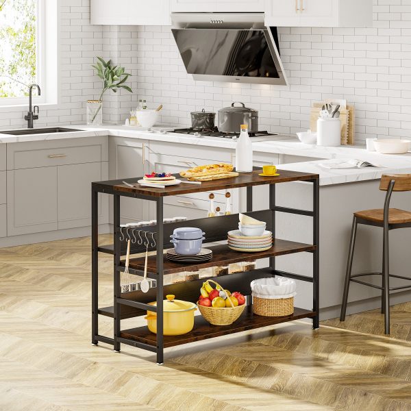 Kitchen Island, Industrial Baker’s Rack Table with 5 Storage Shelves