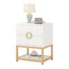 Nightstand, Sofa Side Table with 2 Drawers and Storage Shelf