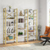 Bookshelf,  Industrial Triple Wide 14 Shelves Etagere Bookcase - Image 10