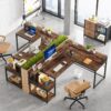 L-Shaped Desk, Corner Desk with Power Outlets, Monitor Stand & Drawer - Image 3