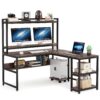 L-Shaped Desk, 59" Reversible Corner Desk with Storage Shelves - Image 2