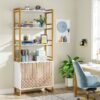 Bookshelf, 70.8" Etagere Bookcase with Open Shelves & Cabinet - Image 3