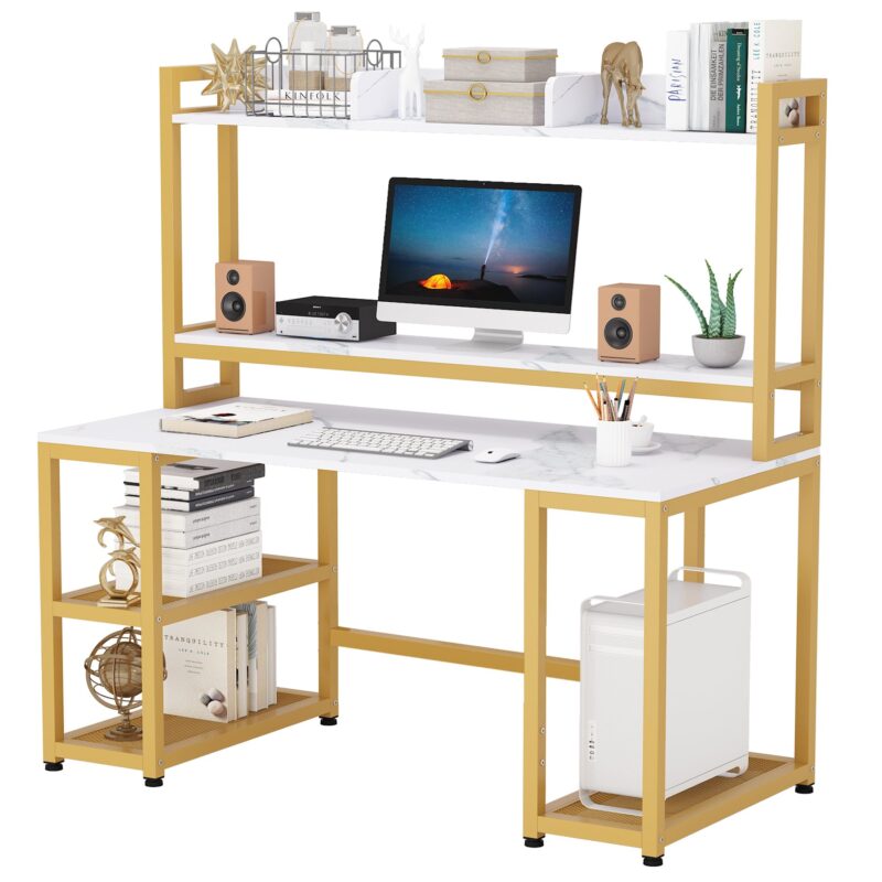 Computer Desk, 55" Hutch Desk Writing Table with Monitor Stand - Image 8