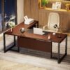 L-Shaped Desk, 70.8’’ Executive Desk with Mobile File Cabinet - Image 4