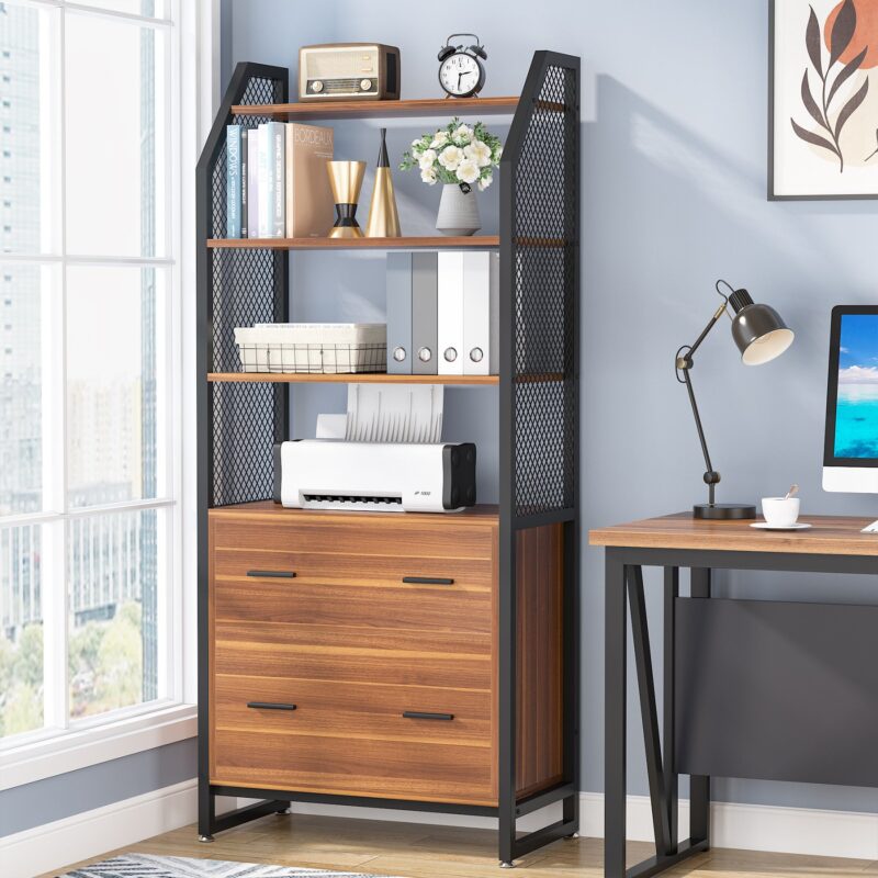 File Cabinet, 2 Drawer Vertical Filing Cabinet with Bookshelf - Image 10