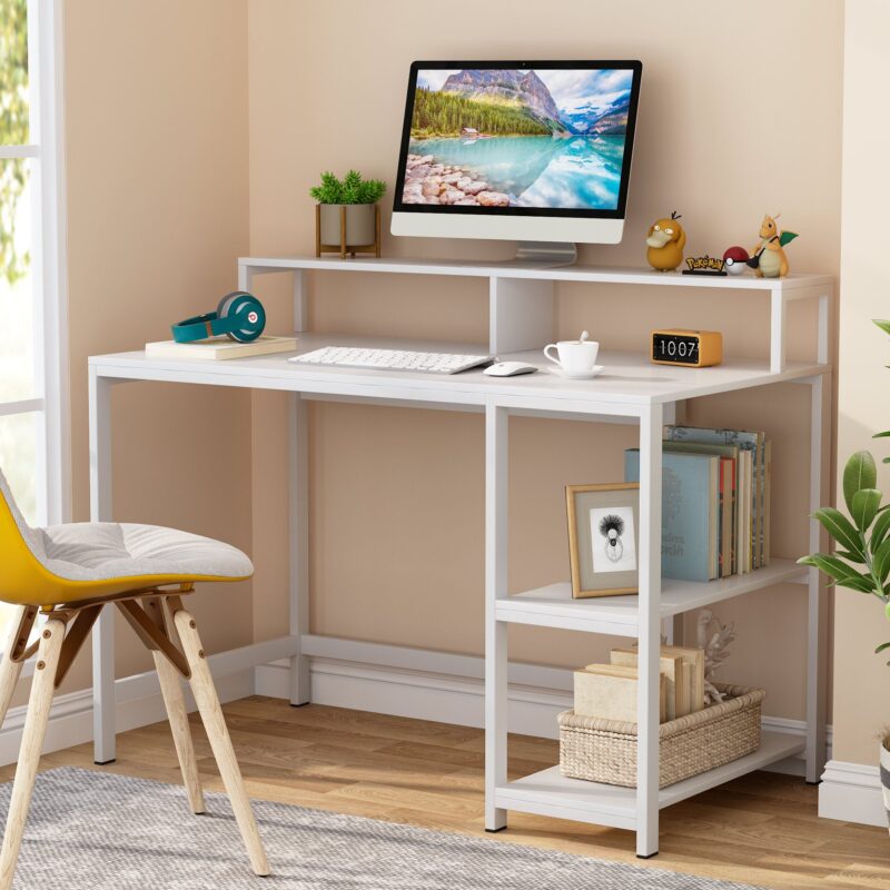Computer Desk, Industrial Writing Desk with Shelves for Study - Image 3