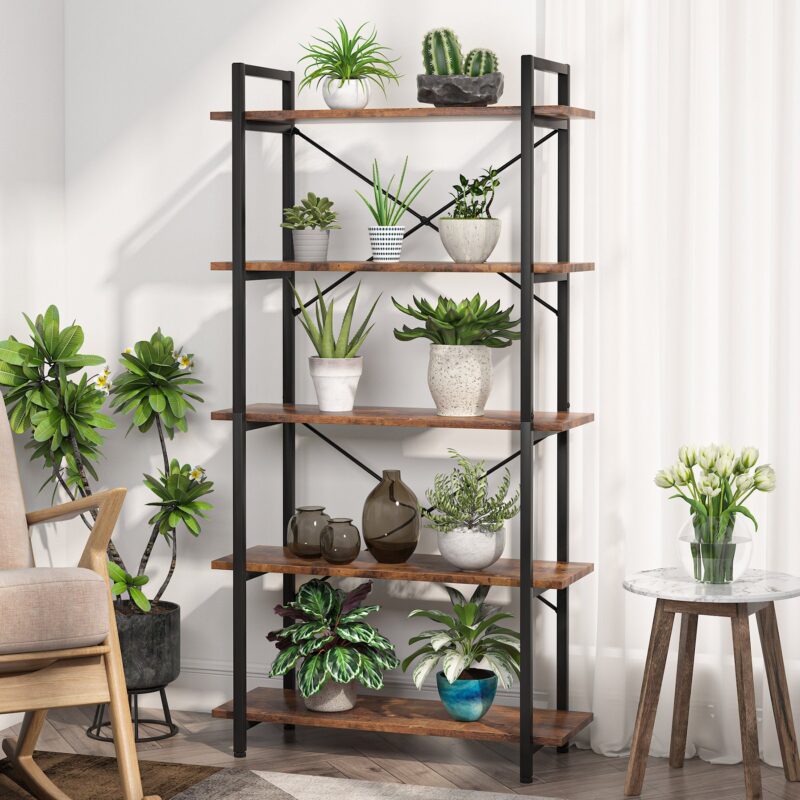 Bookshelf,  5 Tier Bookcase Display Shelf Unit - Image 5