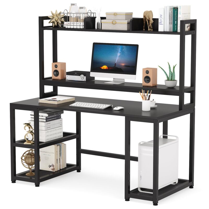 Computer Desk, 55" Hutch Desk Writing Table with Monitor Stand - Image 10