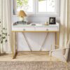 Computer Desk, 43 inch Modern Study Desk Writing Table with 2 Drawers - Image 3