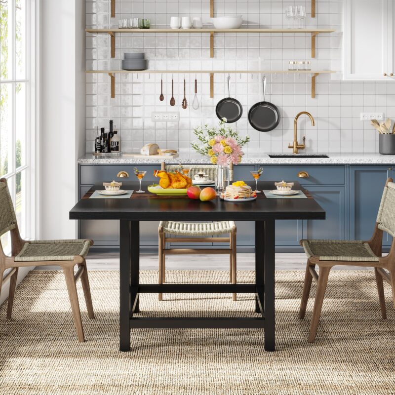 Dining Table, Rustic Square 39"x 39"x 29" Kitchen Table for 4 - Image 3