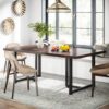 Dining Table, Industrial Rectangular Kitchen Table for 4-6 People - Image 5