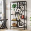 Bookshelf, 71" Geometric Bookcase, Industrial 8-Tiers Etagere Shelving Unit - Image 3