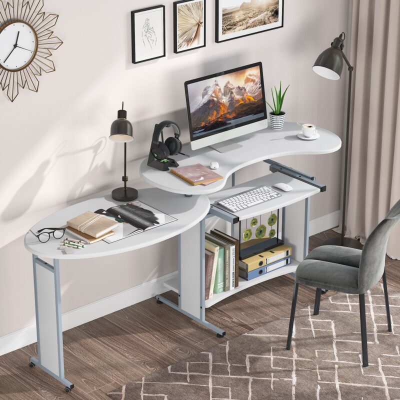 Rotating Corner Computer Desk, L-Shaped Studying Writing Table - Image 5