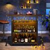 Home Bar Unit, Industrial 3-Tier Liquor Bar Table with Glasses Holder - Image 5