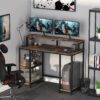 Computer Desk, Industrial Writing Desk with Storage Shelves - Image 4